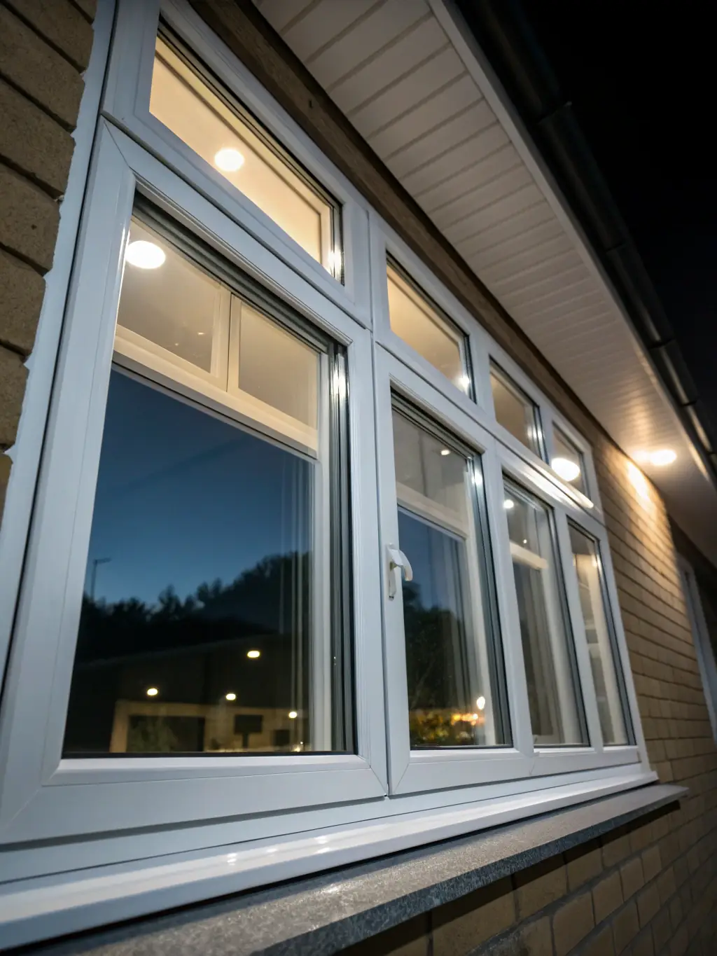 A close-up shot of a Selecta® Profile uPVC window corner, showcasing the smooth finish and robust construction, emphasizing the quality of materials used by Eagle Trade Windows And Doors.