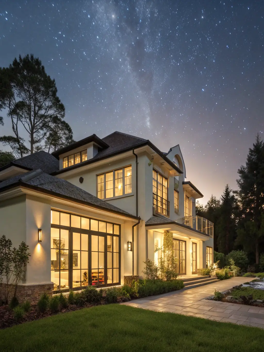 Elegant uPVC windows installed in a modern home, showcasing their clean lines and energy-efficient design, with a view of a lush garden.